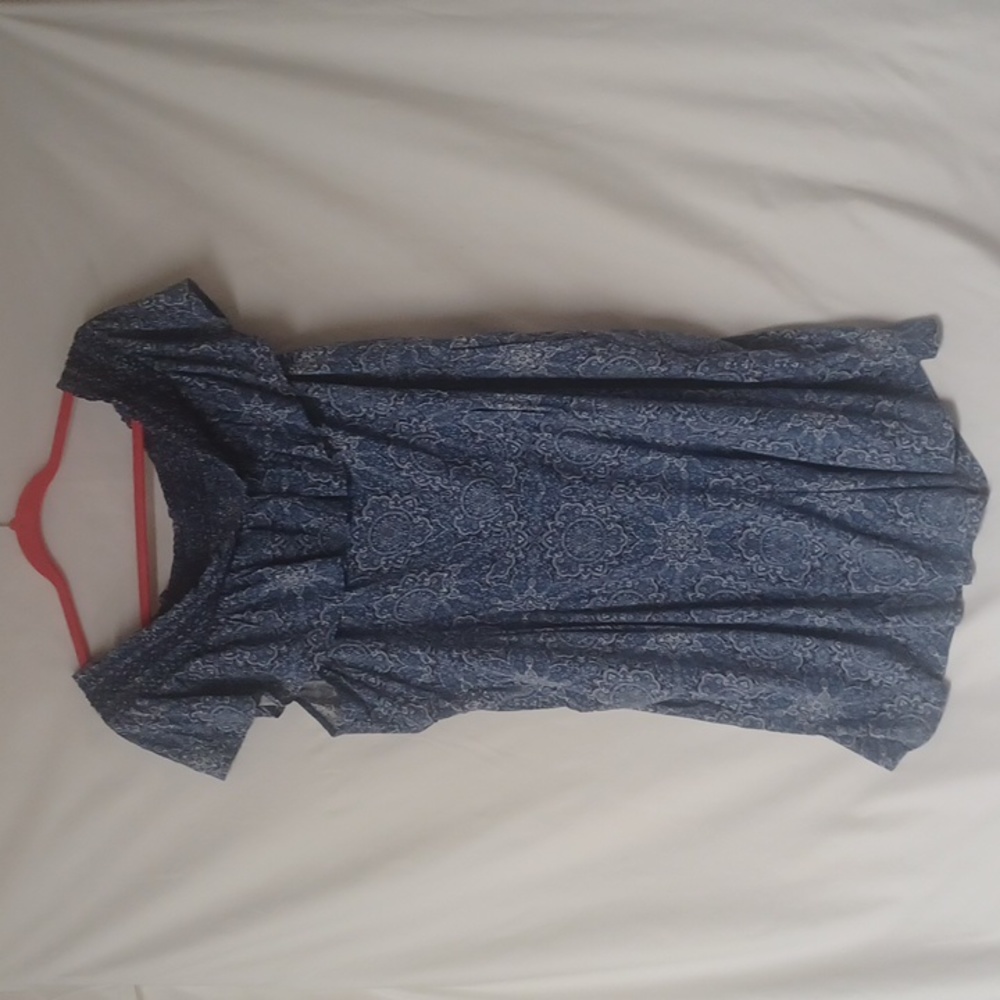 TORRID BLUE/WHITE OFFSHOULDER ROMPER SIZE 3